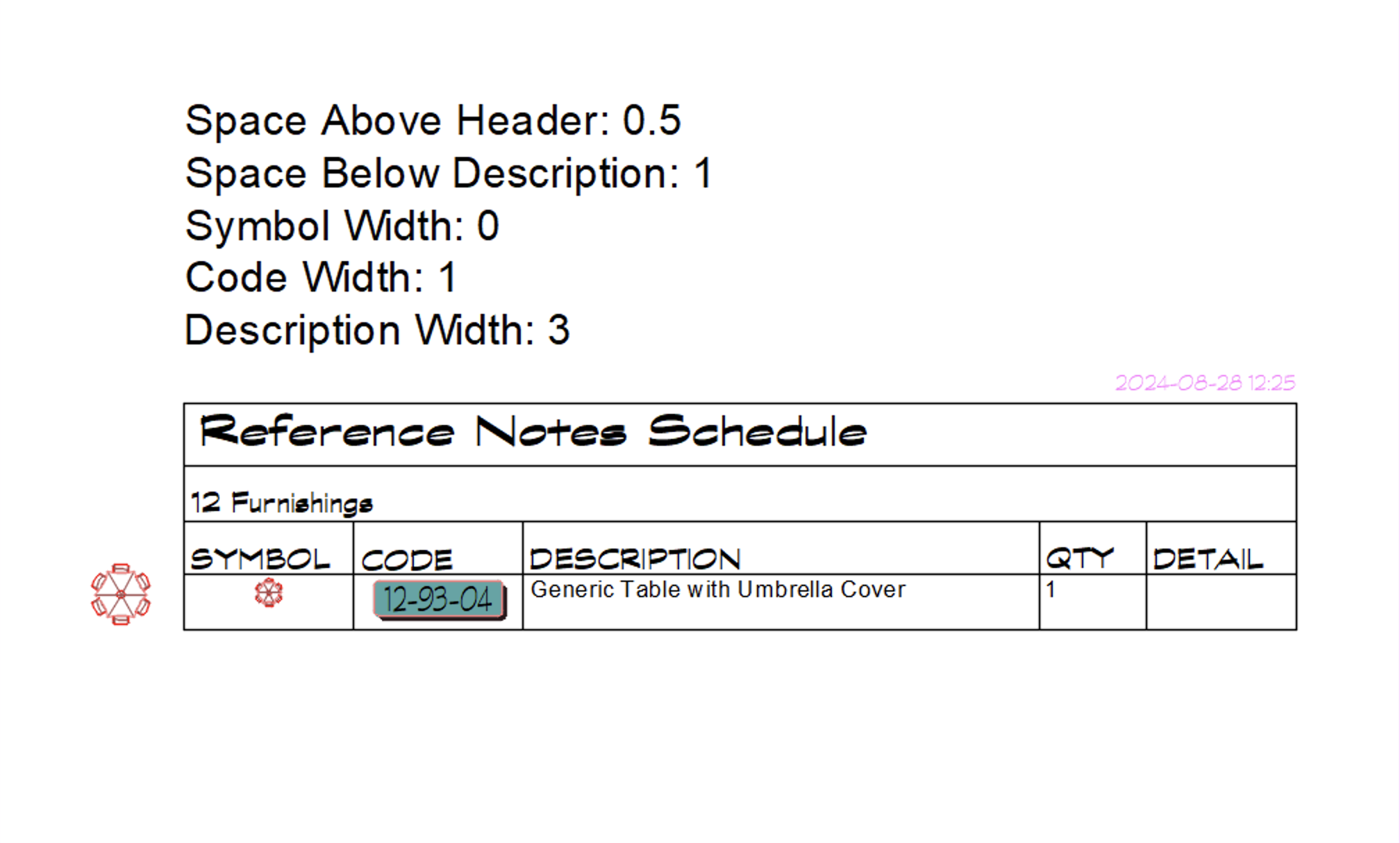 Configuring schedule symbol size, Example 1