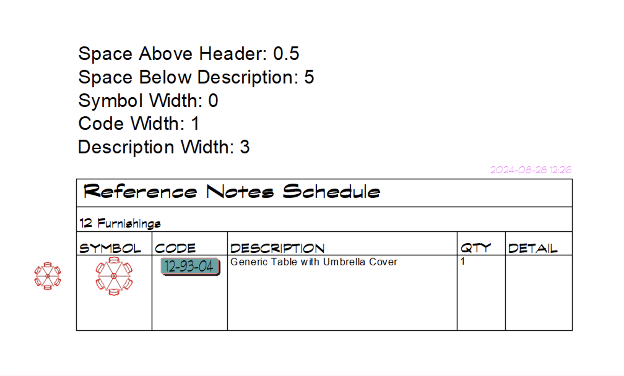 Configuring schedule symbol size, Example 2