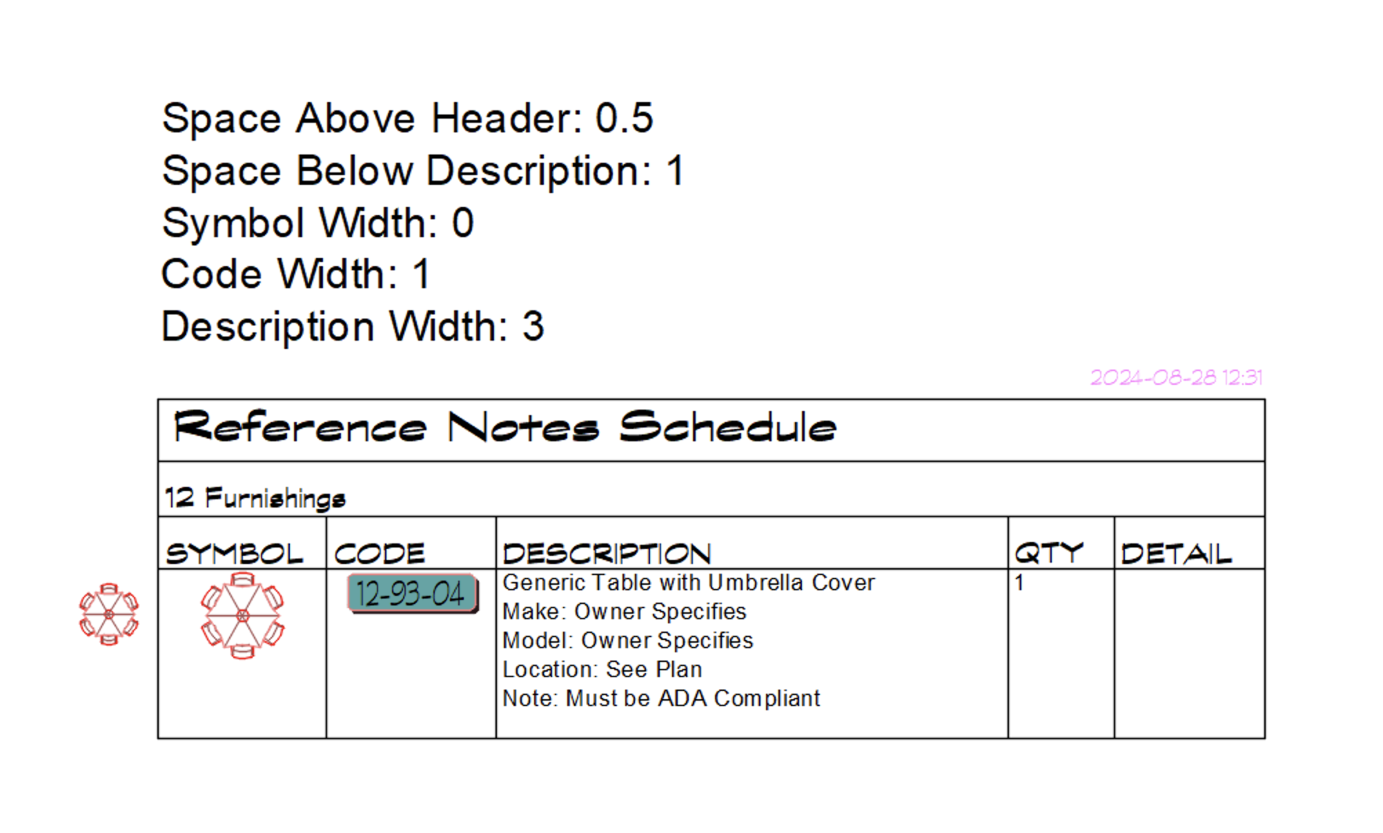 Configuring schedule symbol size, Example 3