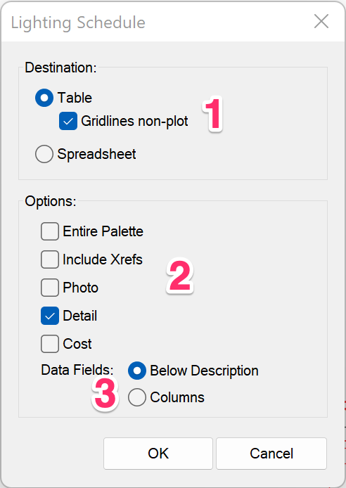 Lighting Schedule dialog box