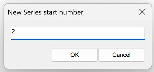 Dialog box to enter a start number for a series of Northing/Easting Points