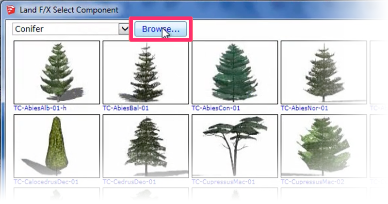 Land F/X Select Component dialog box, Browse button