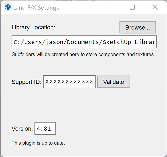 Land F/X Settings dialog box